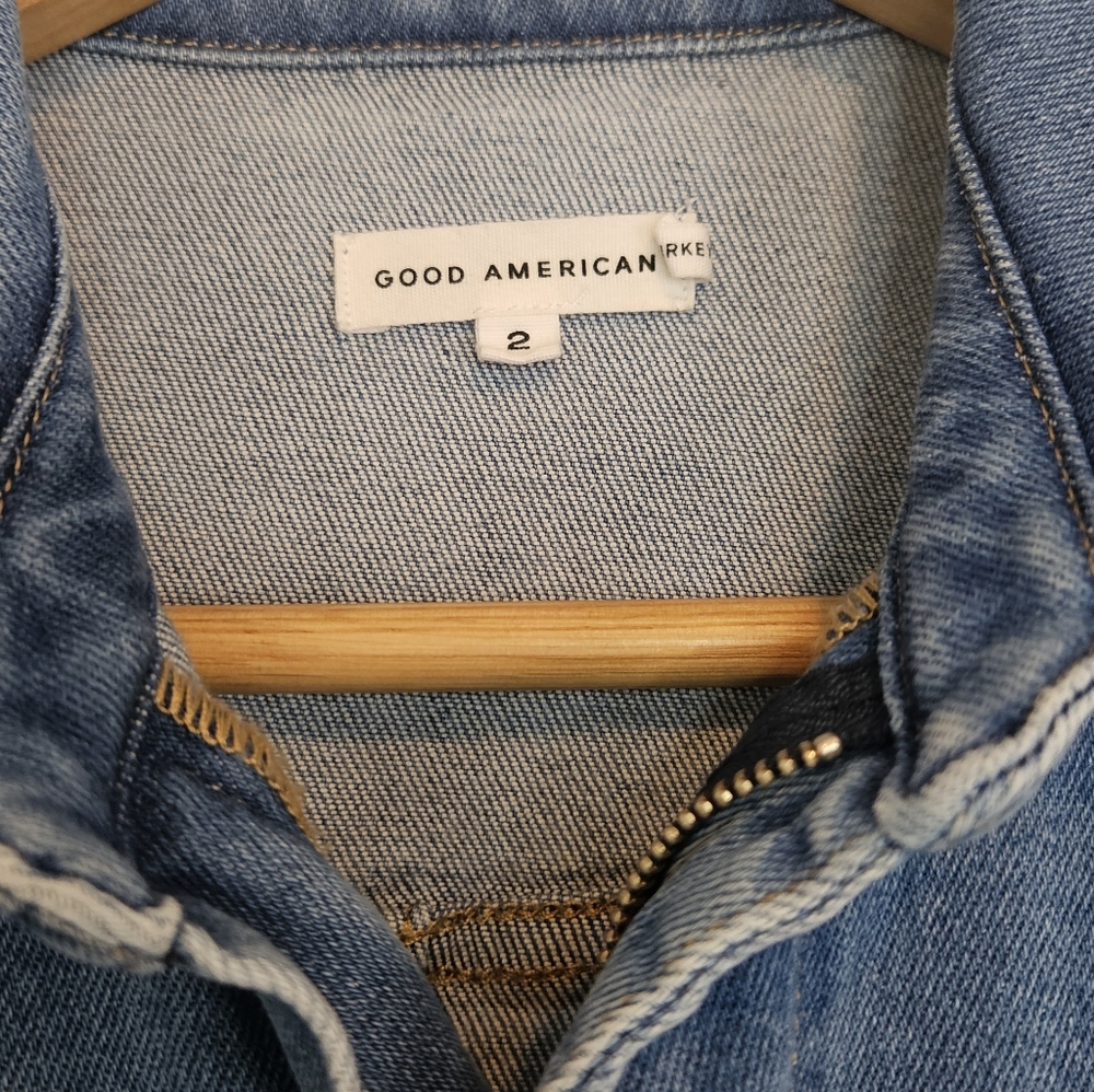 Good American Fit for Success Jean Denim Fitted Jumpsuit 28" $169 Size XS 2 - Picture 6 of 7